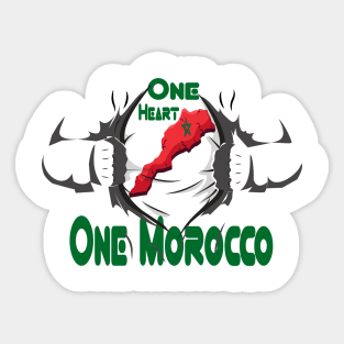 One Heart One Morocco Proud Flag Sticker